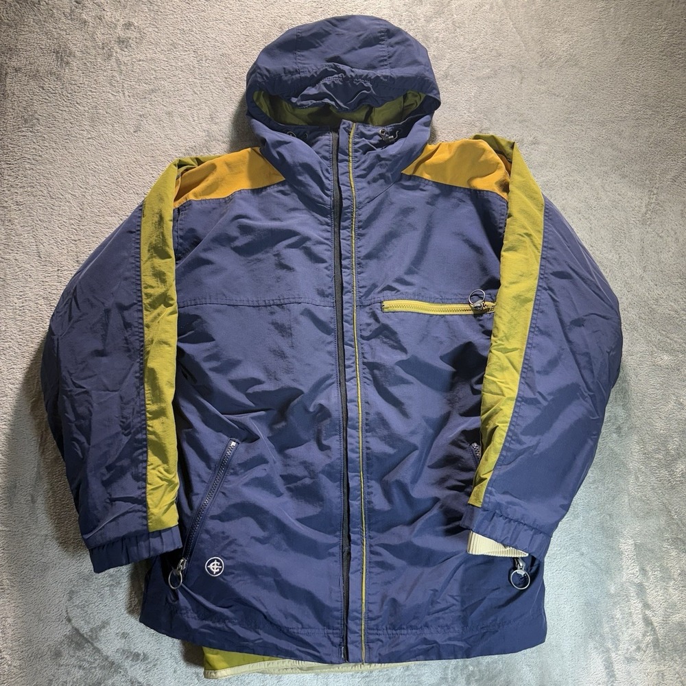 Vintage Columbia Convert Interchange 3-in-1 Jacket Mens Small Blue Yellow Hooded